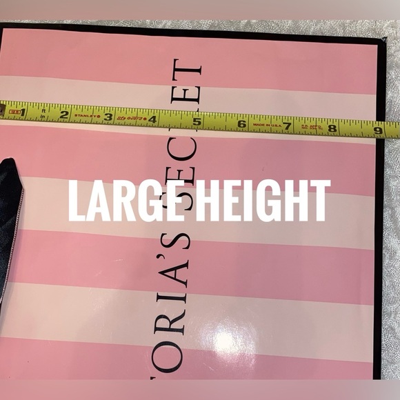 Victoria’s Secret Large & Small Glossy Paper Shopping Gift Bags Pink Stripe 2 PK - Picture 4 of 8